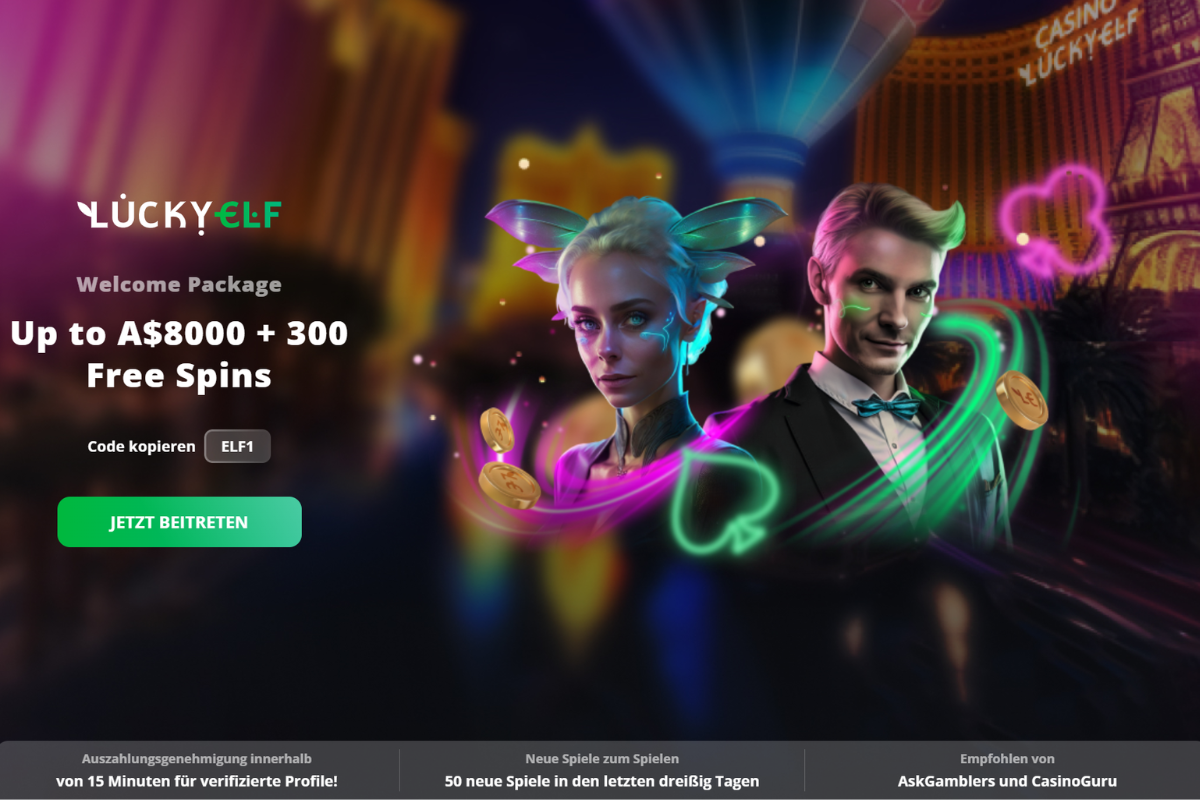 LuckyElf Casino Welcome Package: bis zu 8.000 Euro plus 300 Freispiele mit Bonuscode ELF1